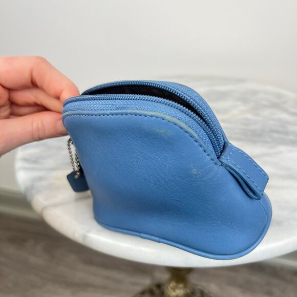 Vintage Coach Blue Soft Leather Cosmetic Case Zip Pouch - Picture 11 of 12